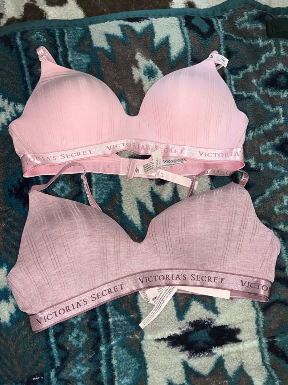 Victoria's Secret Light Pink Wireless Lace-Trim Bras (Pair)